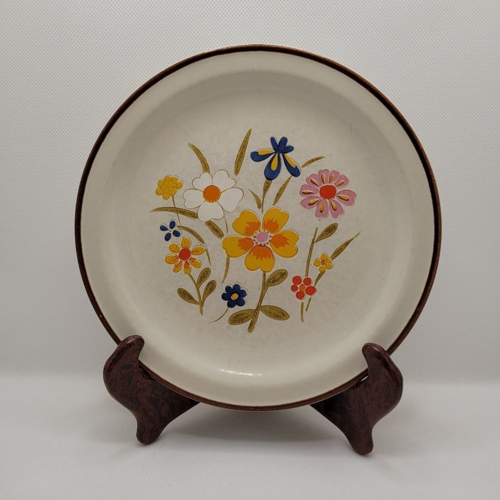 Spring Flower Grace Stoneware Japan Vintage Plate Cottagecore Retro Decor S-1443